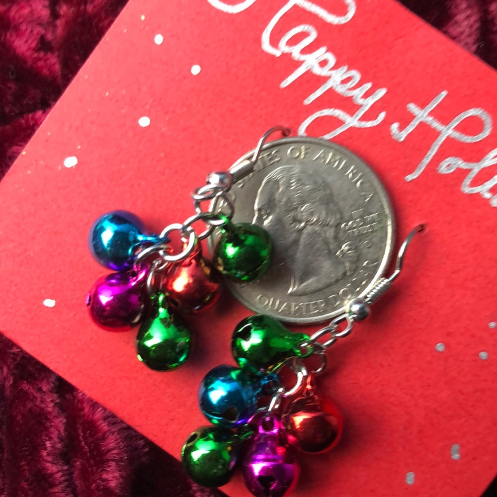 2/$13 Rainbow Shiny Bells Earrings - Picture 3 of 7